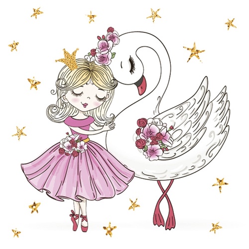 Pink Ballerina with Swan