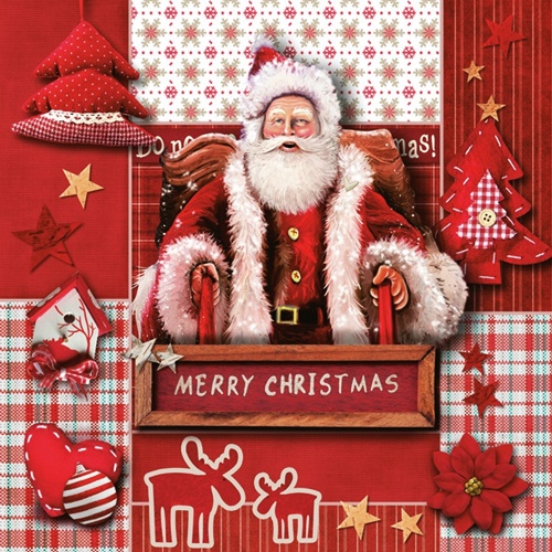 Red Christmas Collage with Santa