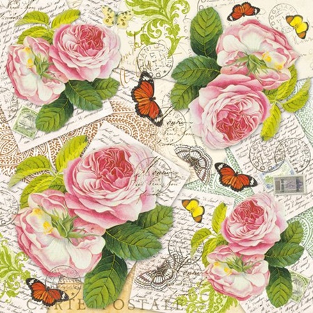 Postcards with Roses and Butterflies